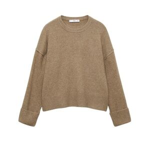 NWT Mango Crewneck Cuffed Hem Wool-Blend Sweater